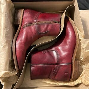 Red Frye Billy Inside Zip Booties